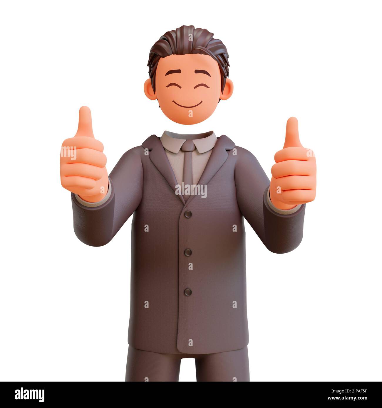 A 3d illustration of a businessman showing thumbs up on a white ...
