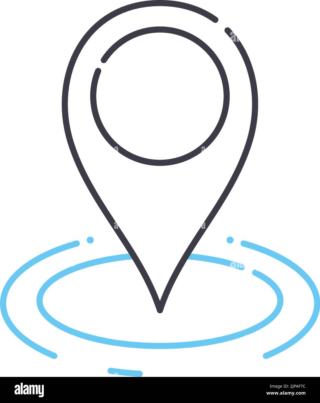 location and direction line icon, outline symbol, vector illustration