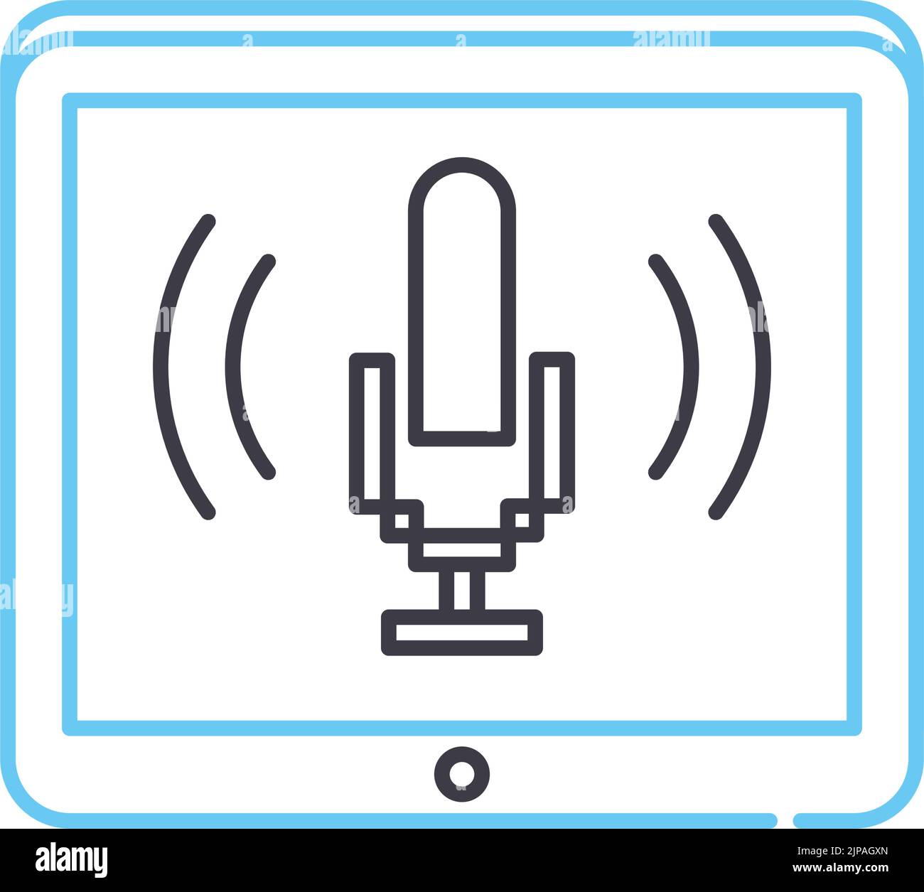 voice search interface line icon, outline symbol, vector illustration, concept sign Stock Vector