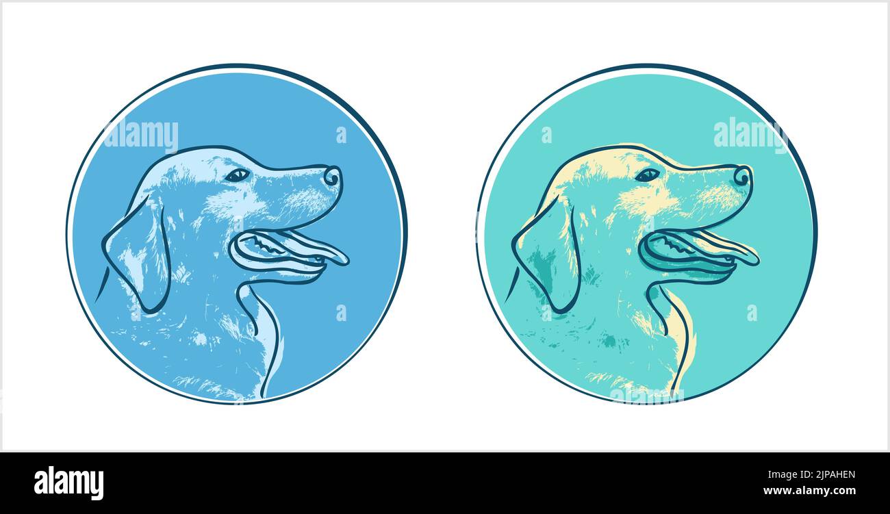 Dog (Golden Retriever) Head logo or icon set in blue and green ...