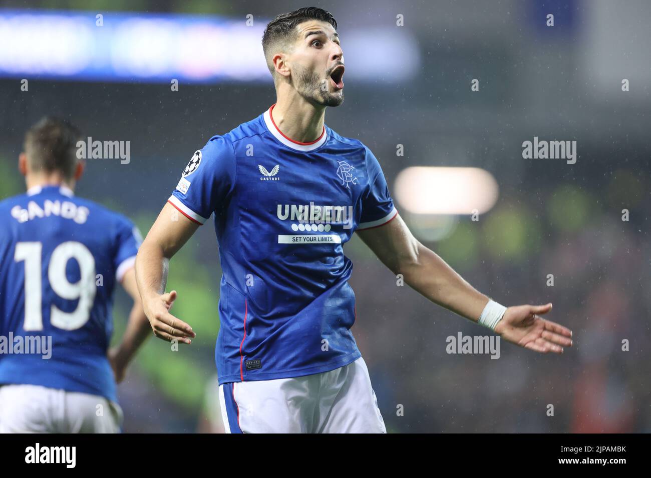 Rangers' Antonio-Mirko Colak celebrates scoring their side's first goal ...