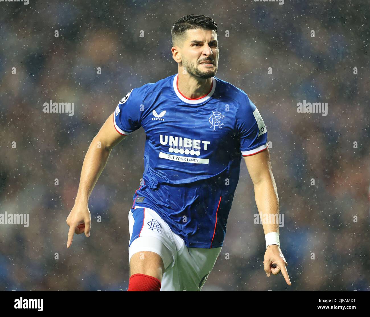 Rangers' Antonio-Mirko Colak celebrates scoring their side's first goal ...