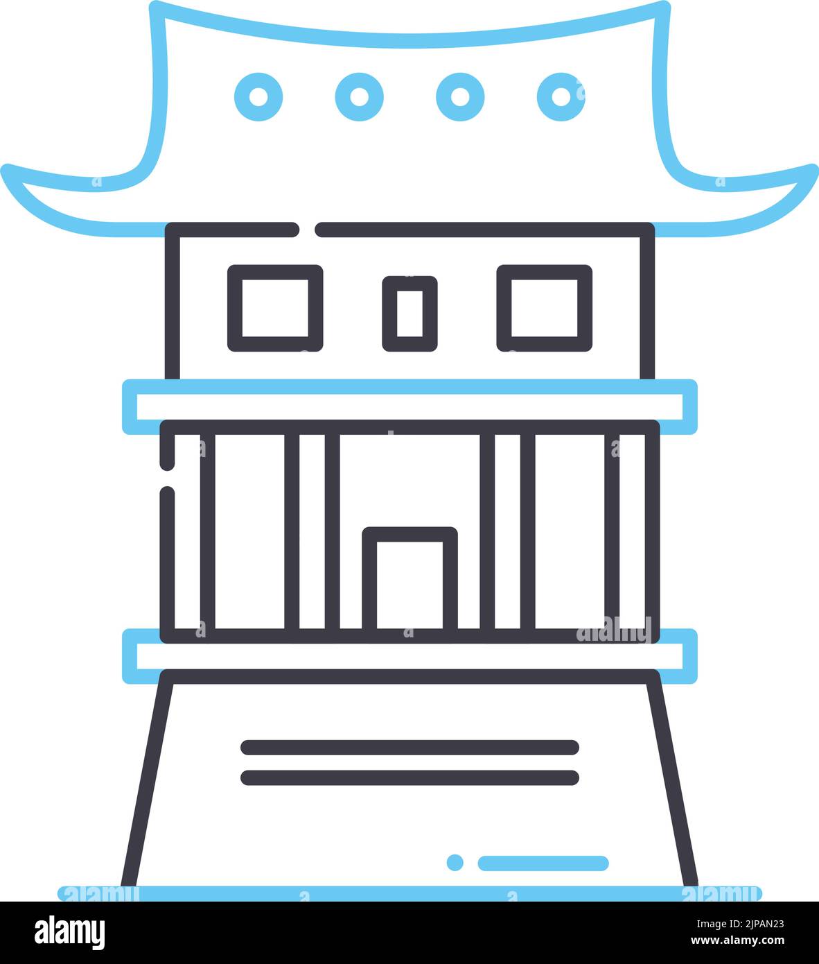 fushimi inari shrine line icon, outline symbol, vector illustration, concept sign Stock Vector