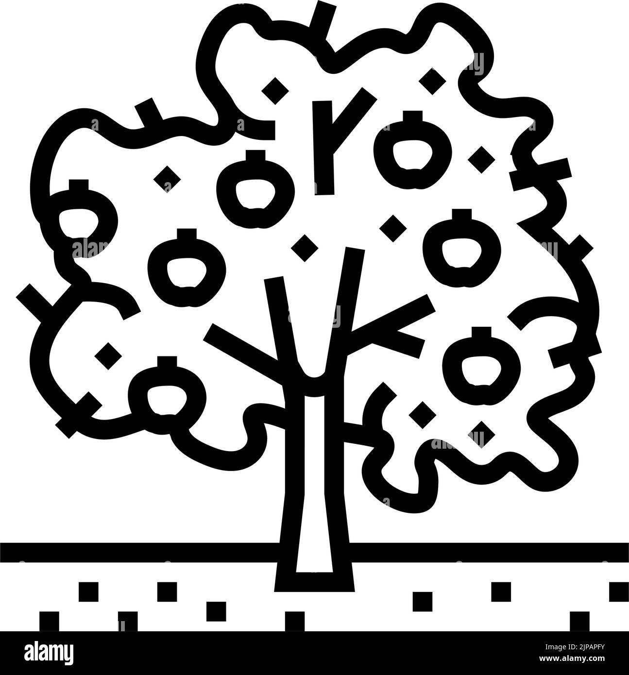 tree apple fruit line icon vector illustration Stock Vector Image & Art ...