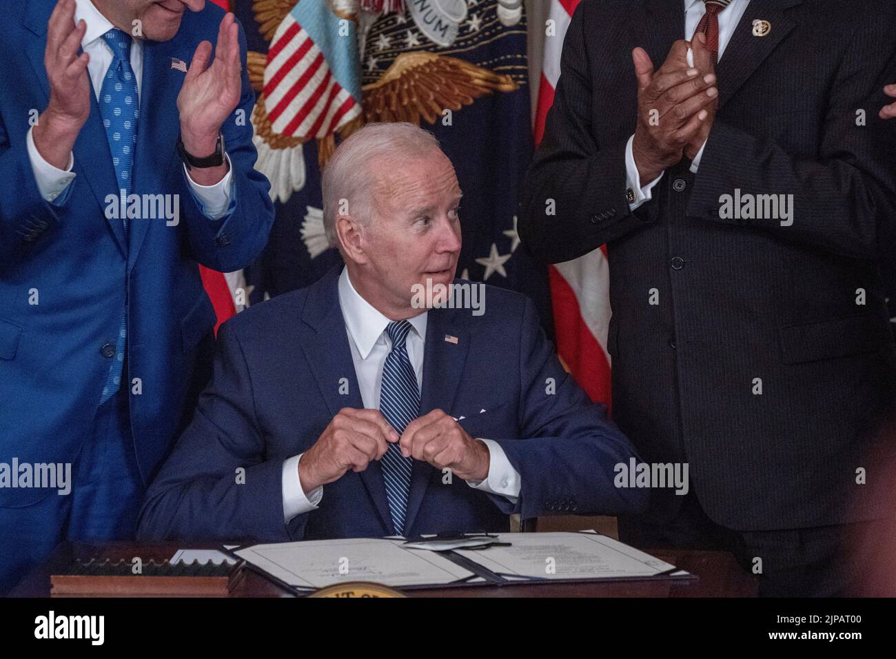 Washington DC. August 16, 2022, President Joe Biden signs into law H.R