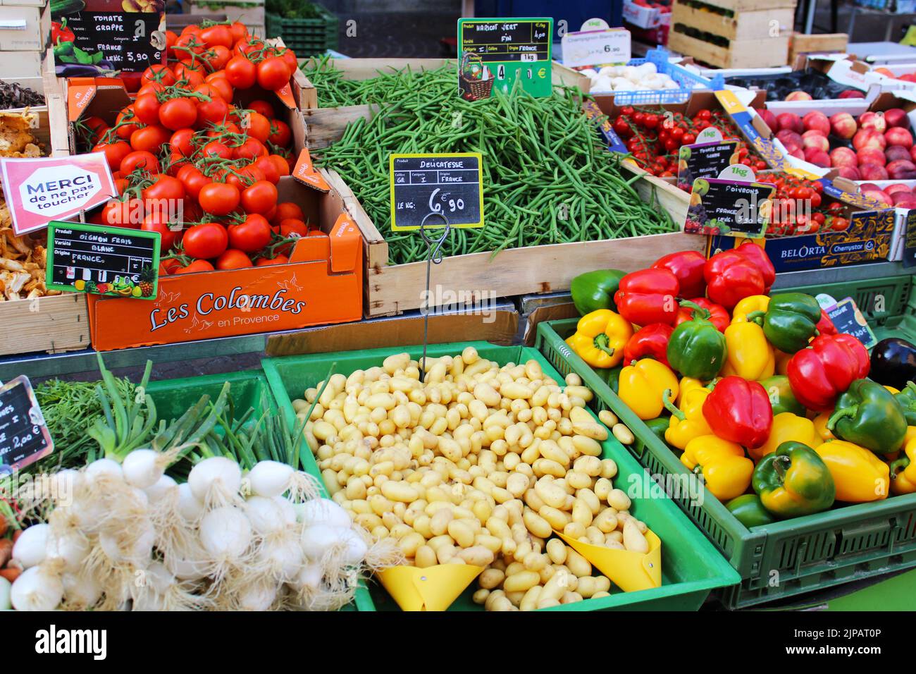 Traditional French vegetable stall,with fresh and healthy vegetables