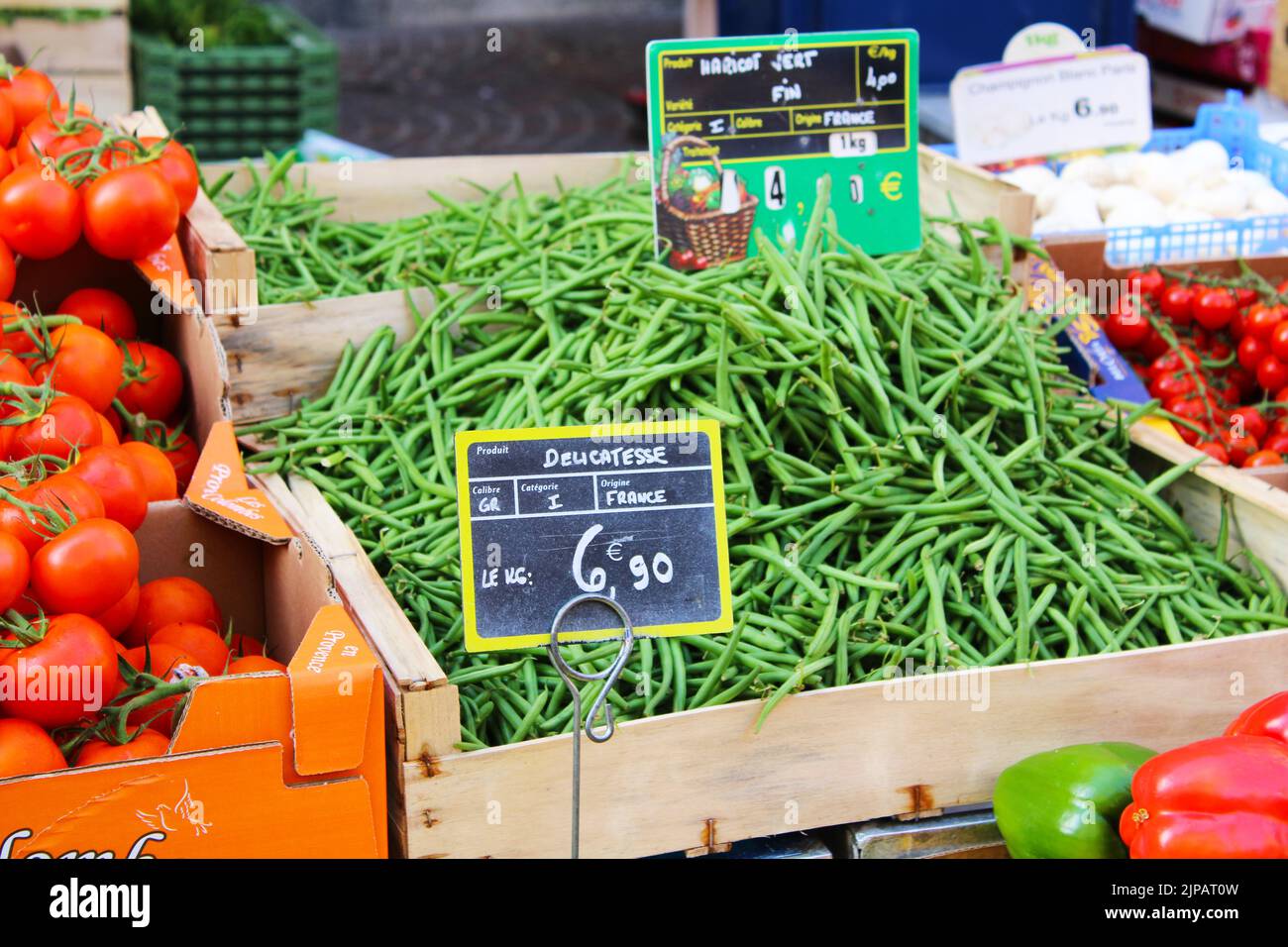 Traditional French vegetable stall,with fresh and healthy vegetables