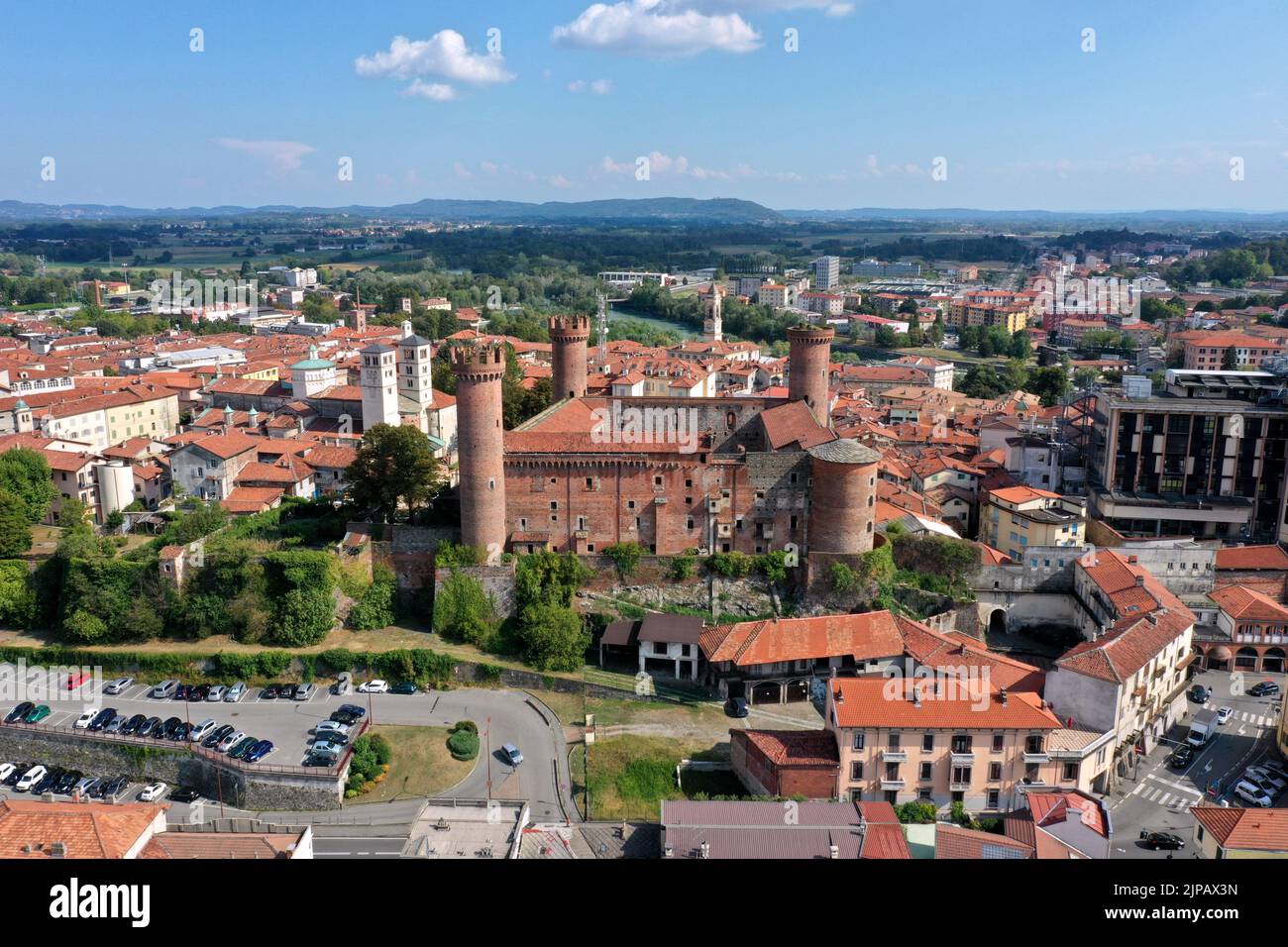 Aerial view of Ivrea city, Turin, Piedmont, Italy Stock Photo