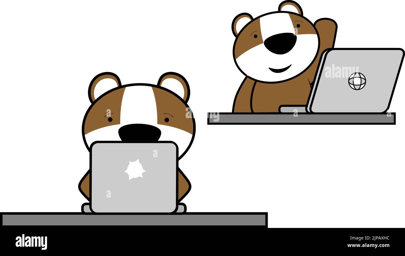 little hamster kid character cartoon computer learning pack in vector ...