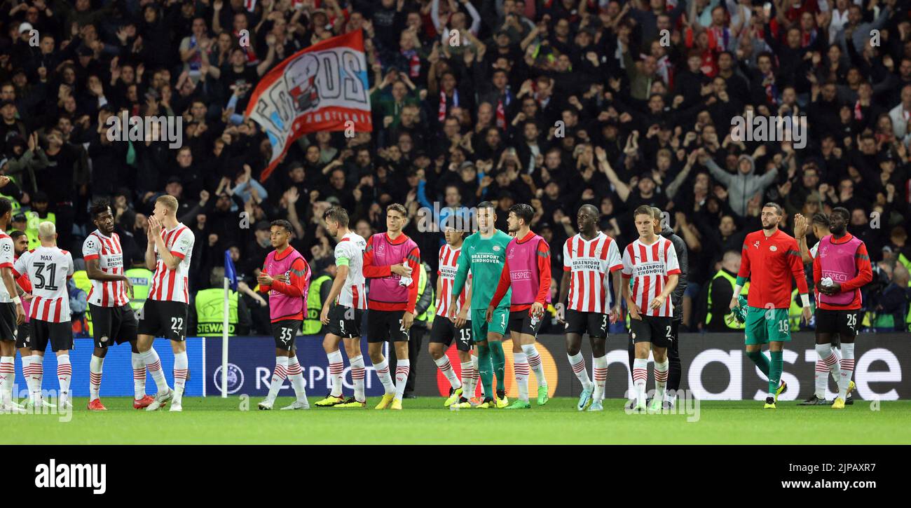 GLASGOW PSV players during the UEFA Champions League playoff match