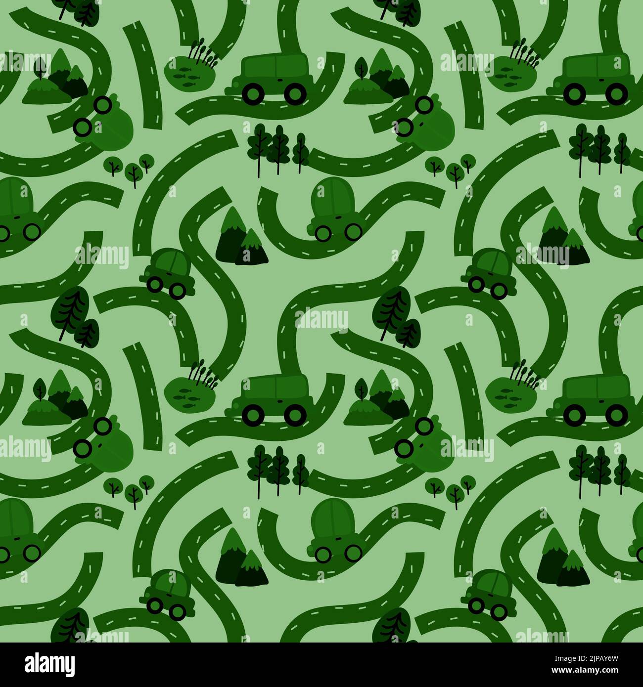 Cartoon kids seamless cars toys pattern for child clothes print and