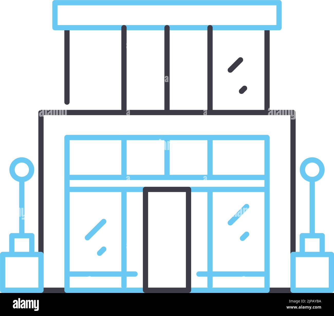 small office building line icon, outline symbol, vector illustration, concept sign Stock Vector