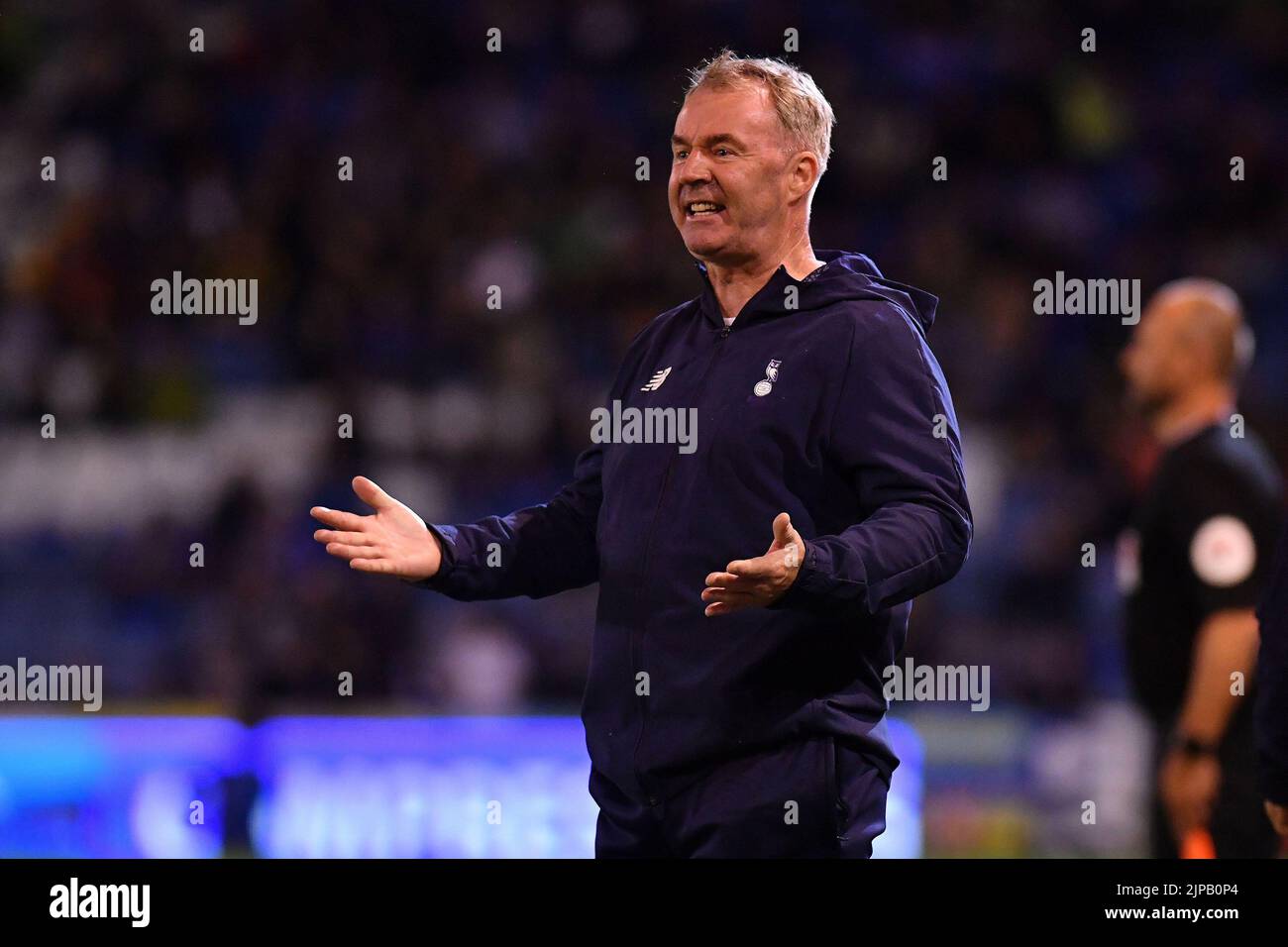 Oldham, UK. 16th Aug, 2022. John Sheriden (Manager) of Oldham Athletic during the Vanarama National League match between Oldham Athletic and Wealdstone at Boundary Park, Oldham on Wednesday 17th August 2022. (Credit: Eddie Garvey | MI News) Credit: MI News & Sport /Alamy Live News Stock Photo