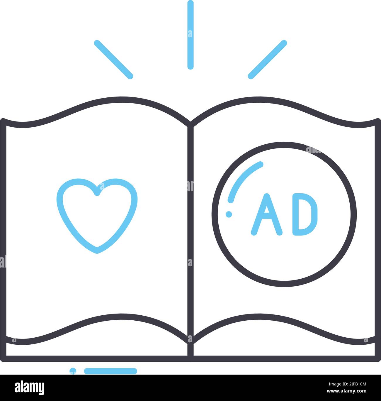 magazine advertising line icon, outline symbol, vector illustration ...
