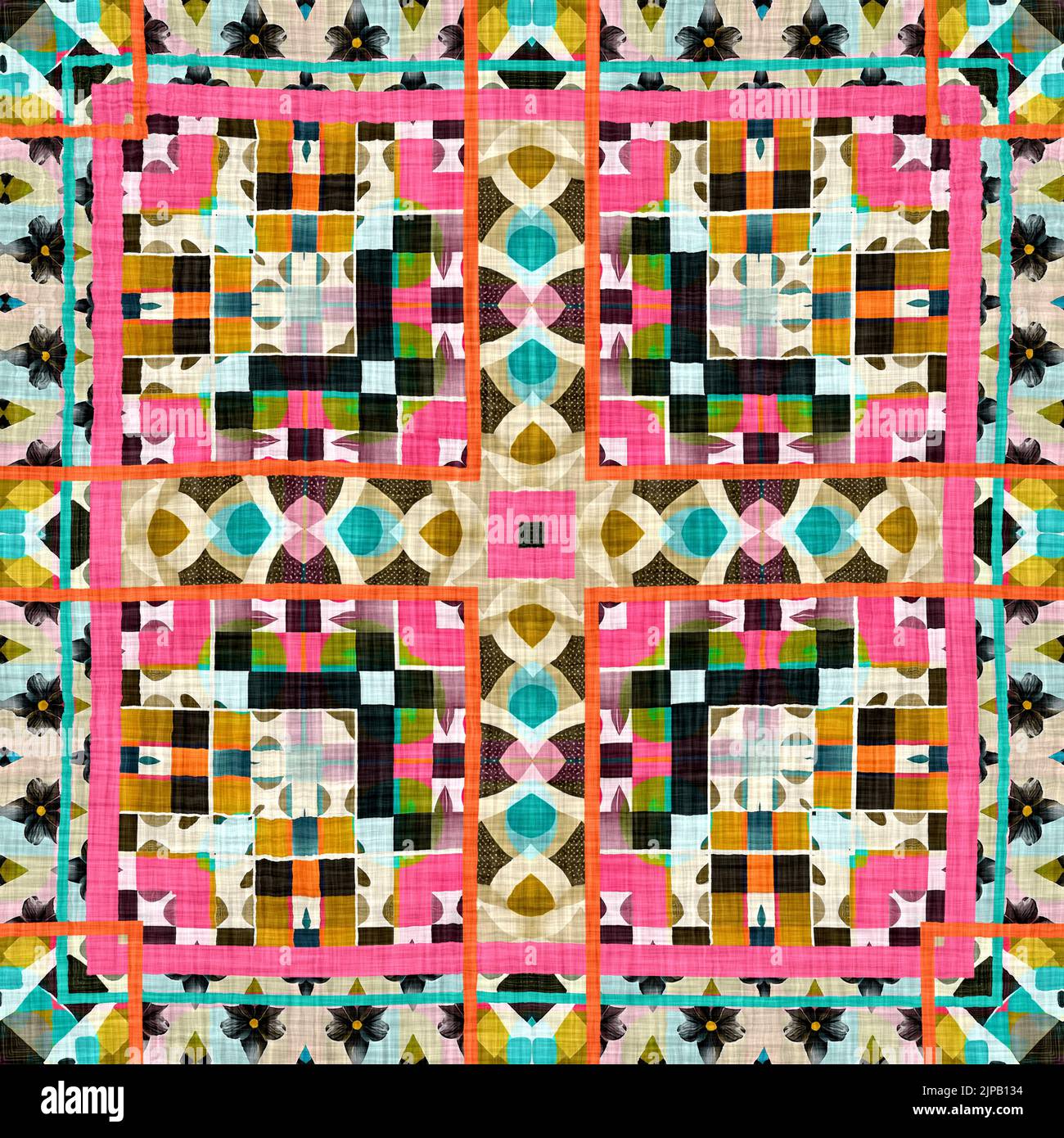 Kitsch pattern geometric retro design in seamless background. Trendy ...