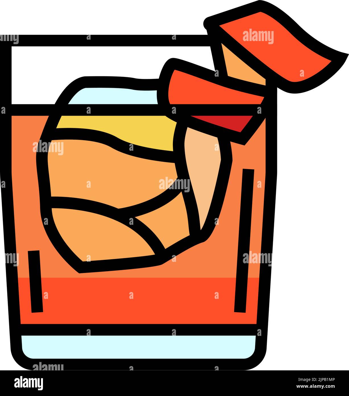 old fashioned cocktail glass drink color icon vector illustration Stock