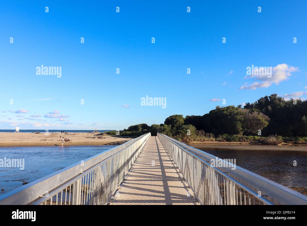 A modern pedestrian bridge over Crooked river at Gerroa South Coast NSW