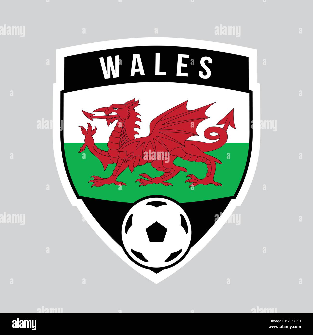 Illustration of Wales Shield Team Badge for Football Tournament Stock Vector