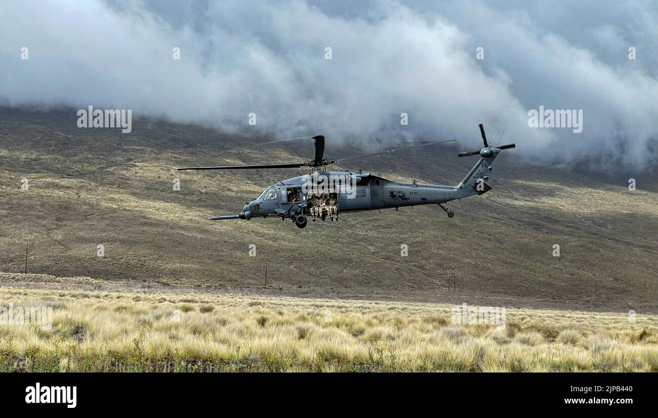 A 301st Rescue Squadron HH60G Pave Hawk helicopter takes off from