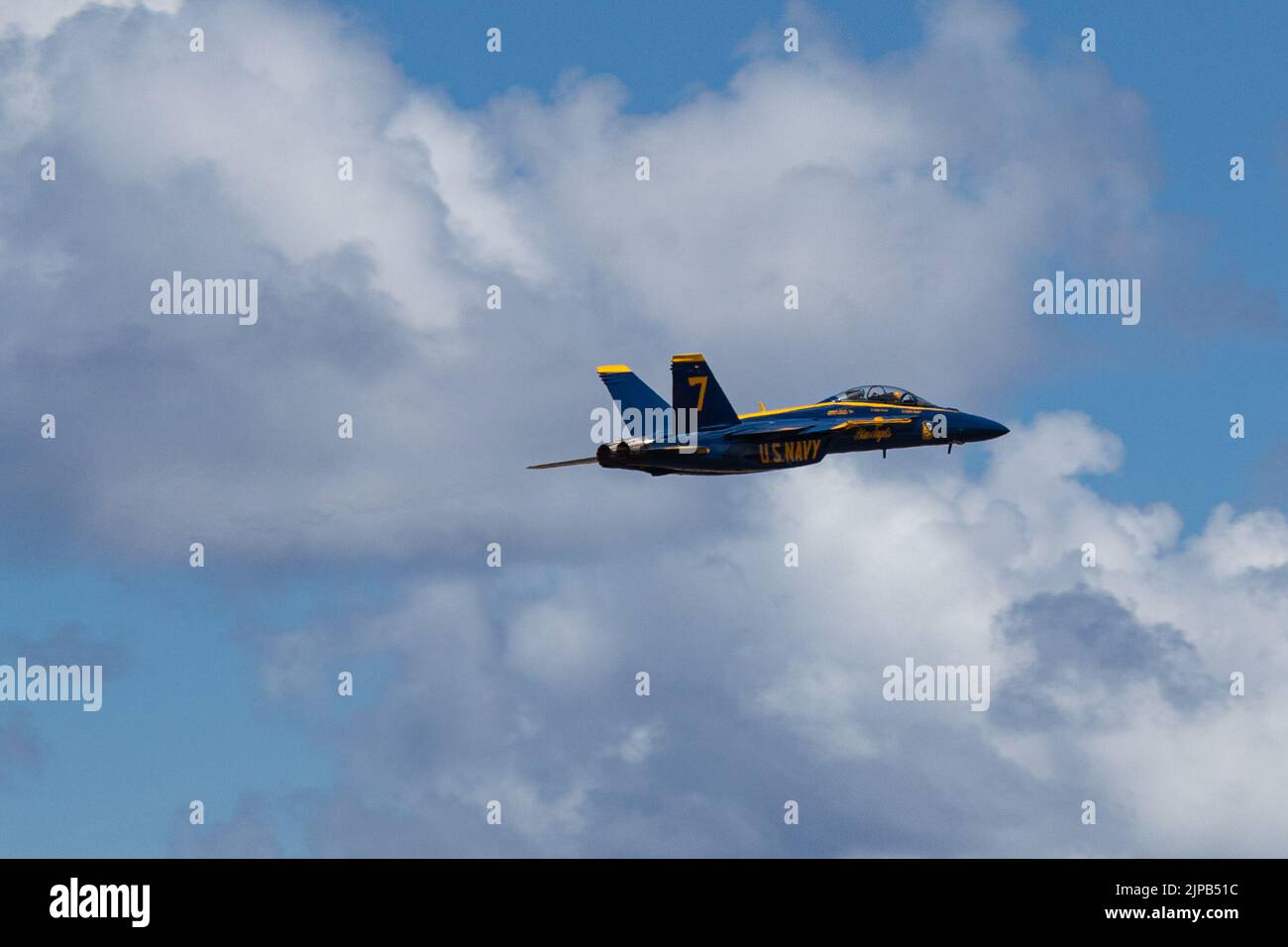 U.S. Navy Pilots, The Blue Angels, prepare for an airshow on Marine Corp Base Hawaii, Oahu, Hawaii, August 12, 2022. The airshow displayed several military aircraft for the public. (U.S. Army photo by Pfc Wyatt Moore/ 28th Public Affairs Detachment) Stock Photo