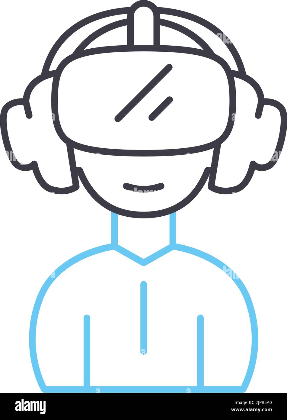 vr helmet line icon, outline symbol, vector illustration, concept sign ...