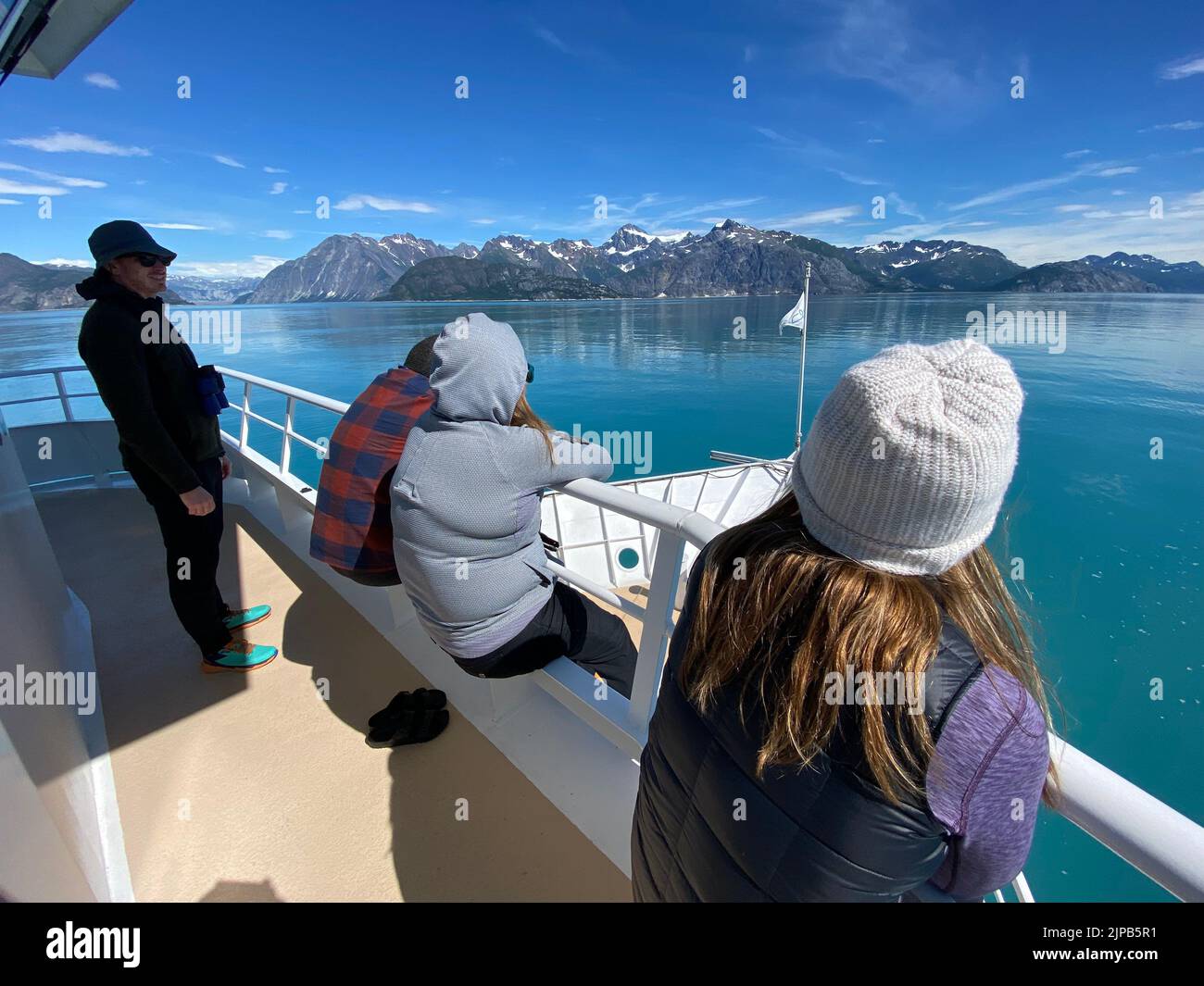 Glacier Bay, Alaska, USA. 3rd Aug, 2022. Passengers on the Uncruise ship Wilderness Discoverer look at the waters of Glacier Bay National Park in Alaska, Wednesday August 3, 2022. (Credit Image: © Mark Hertzberg/ZUMA Press Wire) Stock Photo