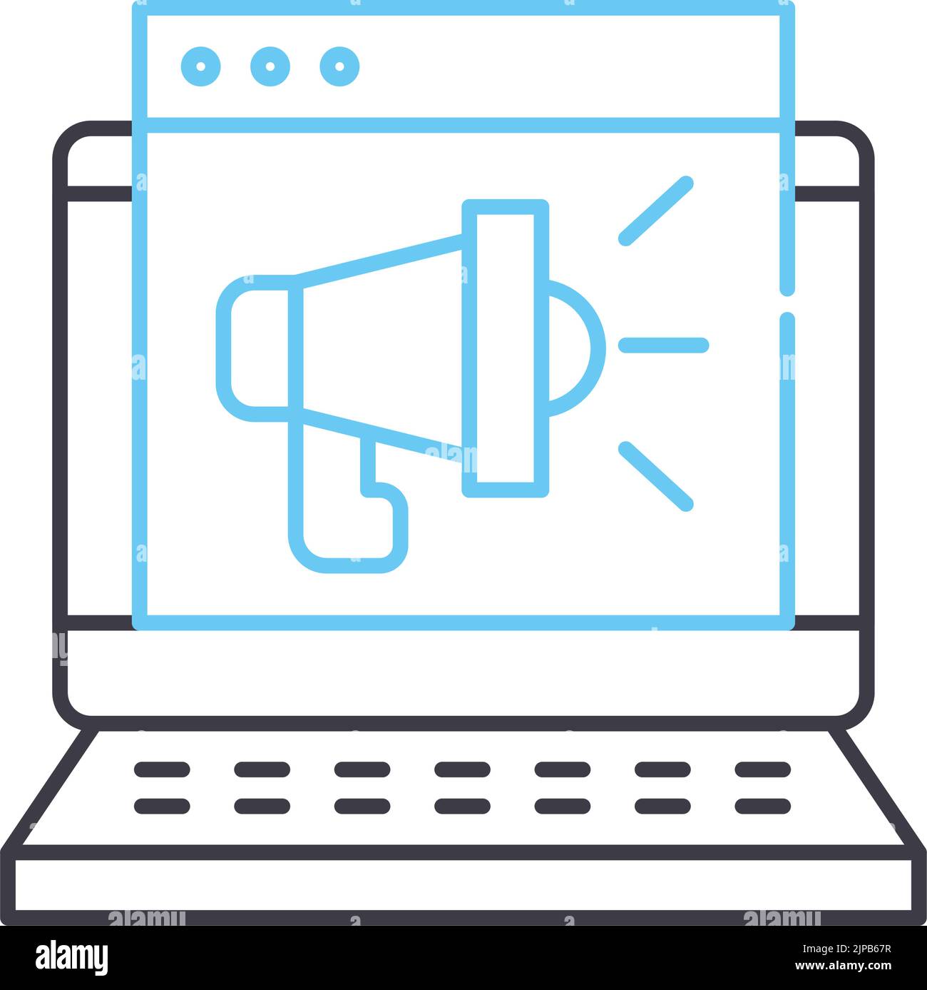 promote site line icon, outline symbol, vector illustration, concept