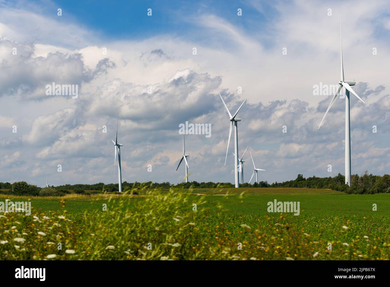 Wind turbines on a wind farm in upstate New York Stock Photo