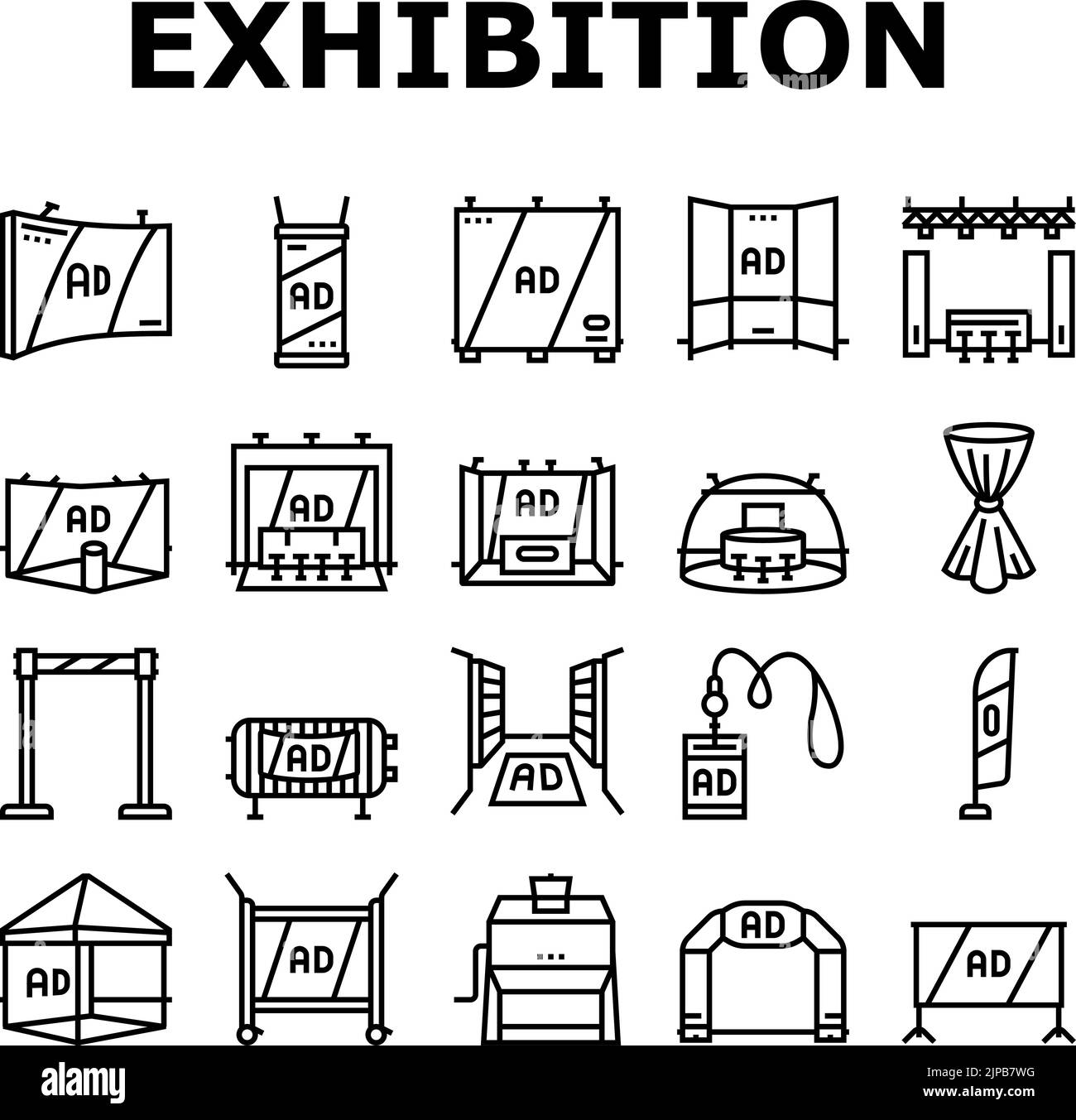 stand trade show event booth icons set vector Stock Vector Image & Art