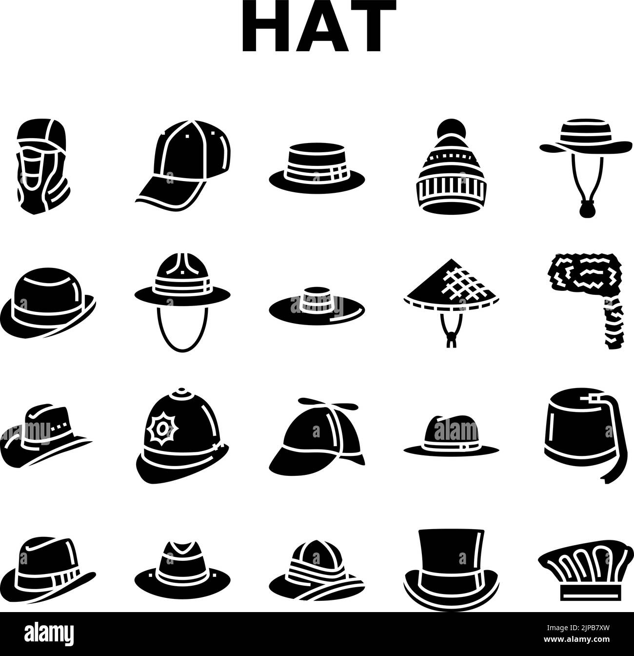 hat cap head man safety fashion icons set vector Stock Vector Image