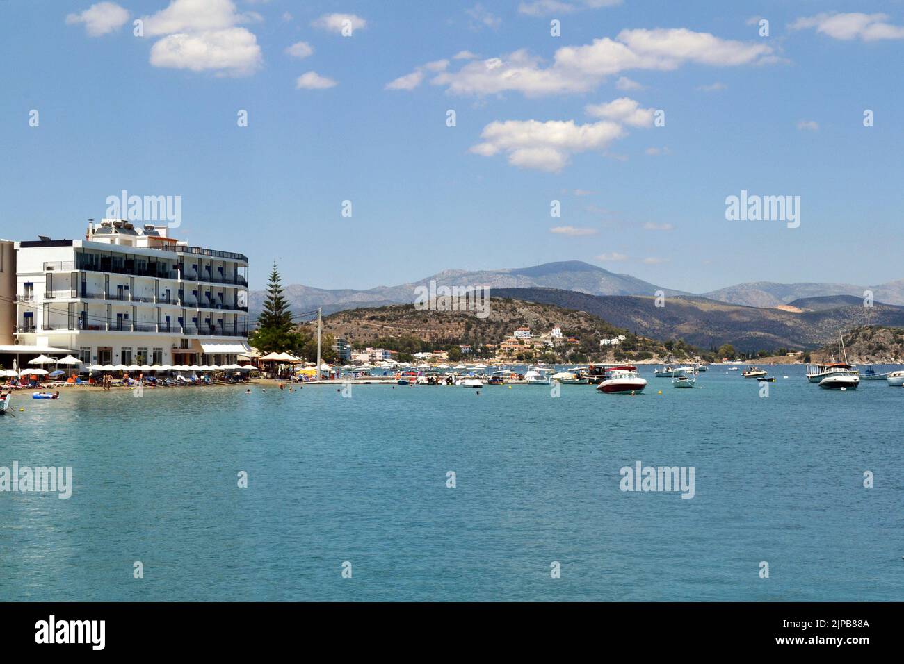 Tolo, a small village in Greece on the Peloponnese peninsula. Stock Photo