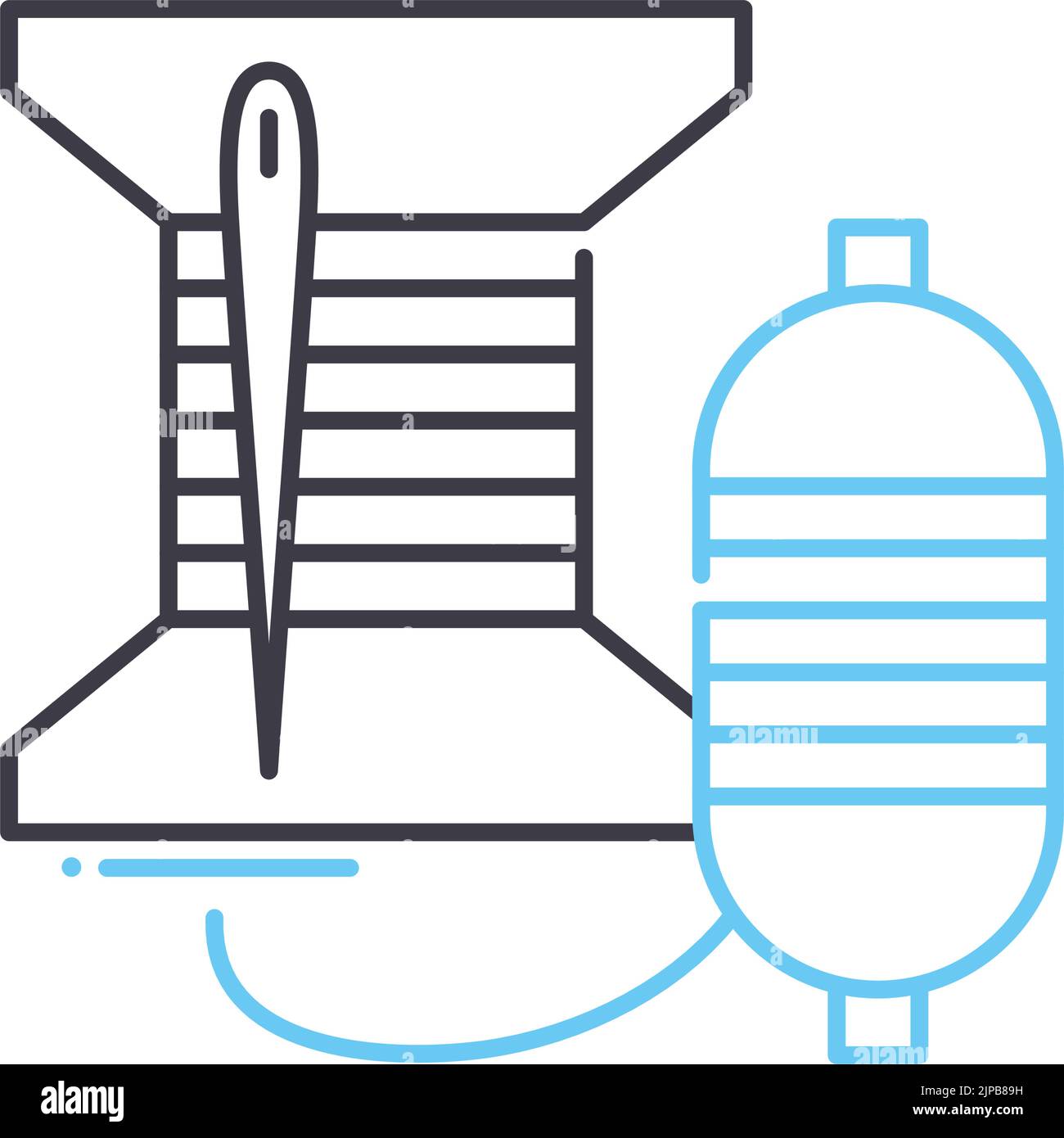 needle and thread line icon, outline symbol, vector illustration, concept sign Stock Vector