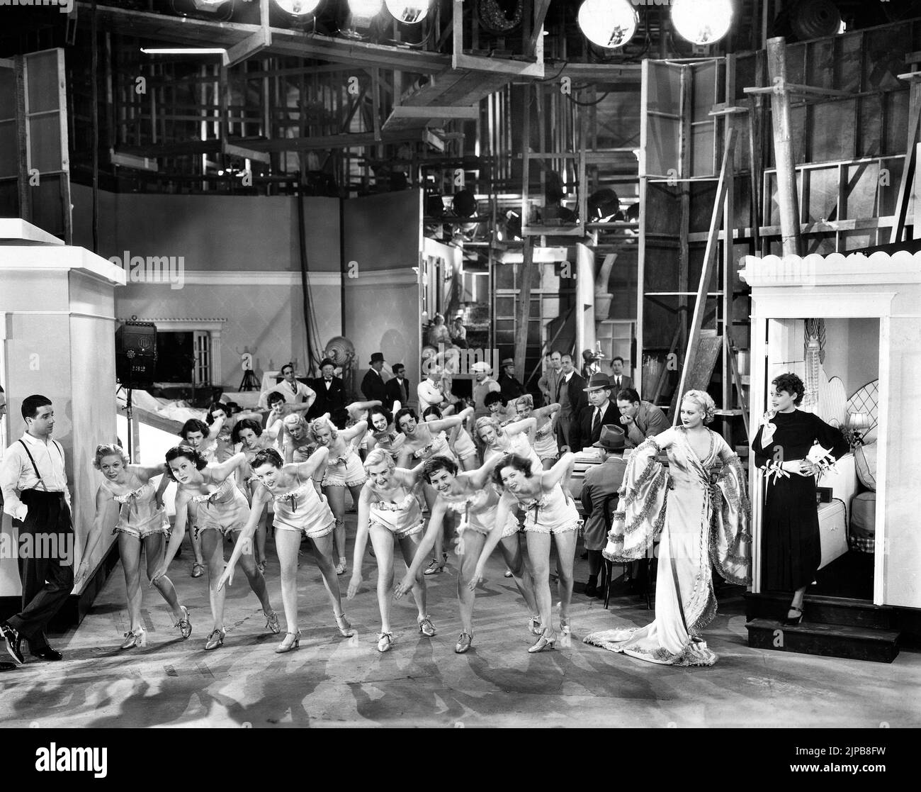 Thelma Todd (2nd right), Suzanne Kaaren (far right), on-set of the Film, 'Bottom's Up', Fox Film Corporation, 1934 Stock Photo