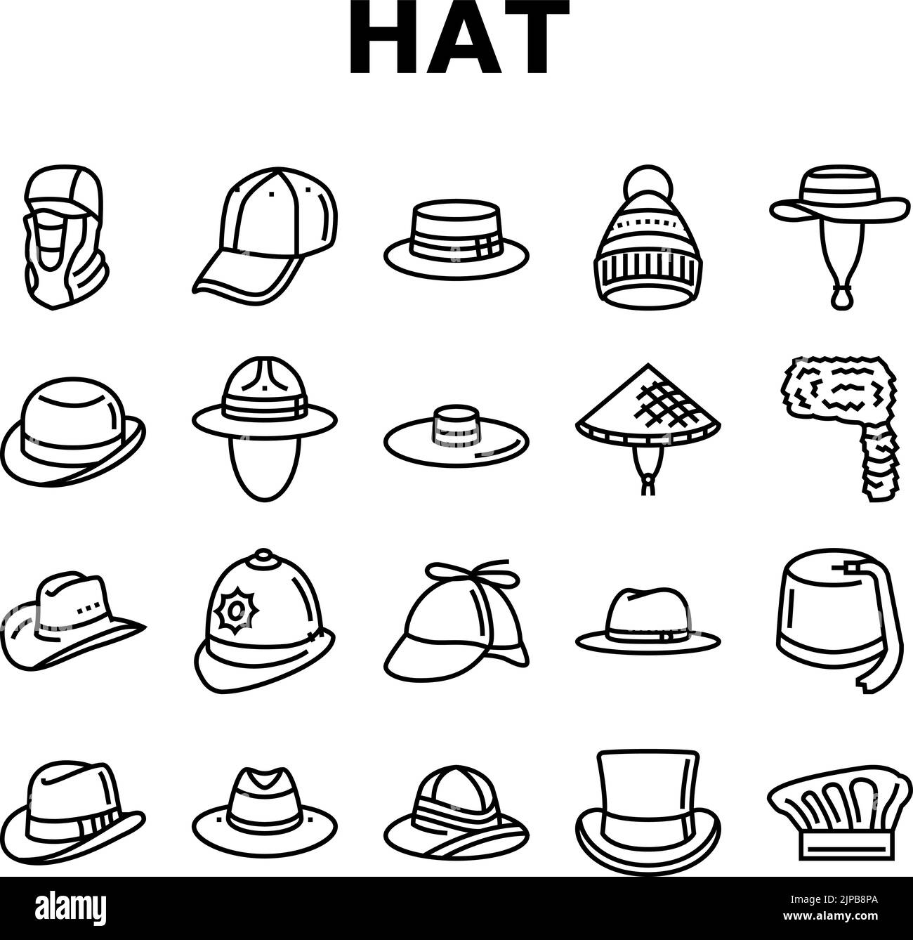 hat cap head man safety fashion icons set vector Stock Vector Image