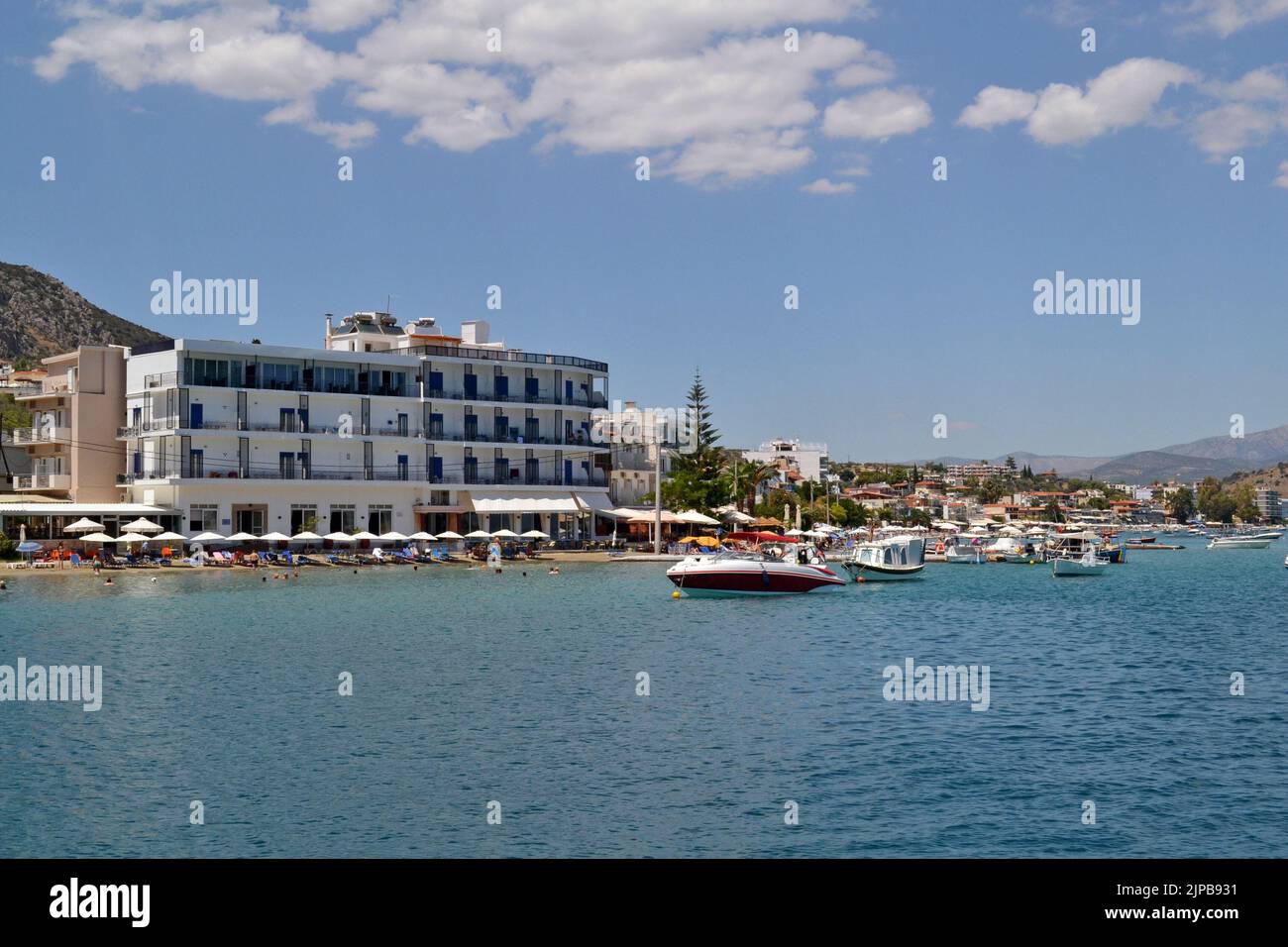 Tolo, a small village in Greece on the Peloponnese peninsula. Stock Photo