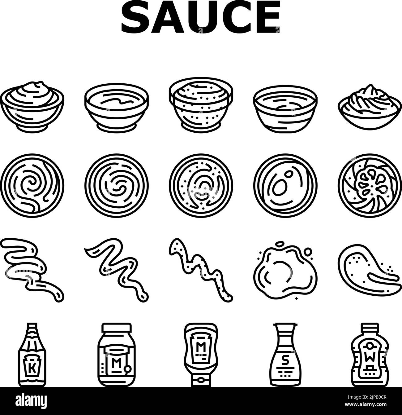 sauce ketchup food mayonnaise icons set vector Stock Vector Image & Art