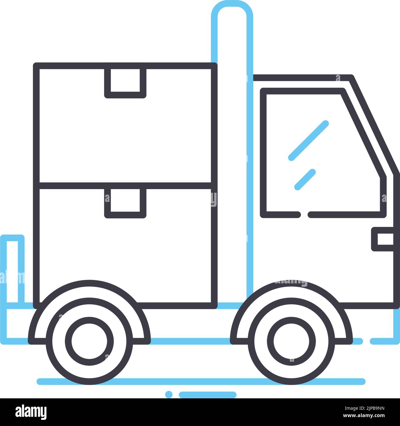 moving truck line icon, outline symbol, vector illustration, concept sign Stock Vector