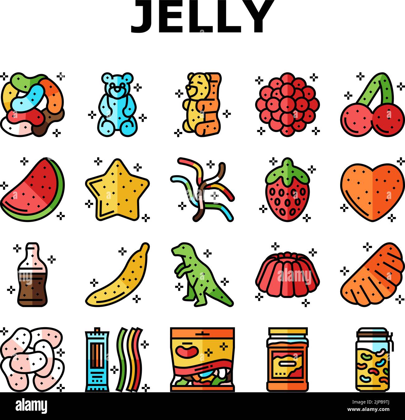 jelly candy gummy bear fruit gum icons set vector Stock Vector Image