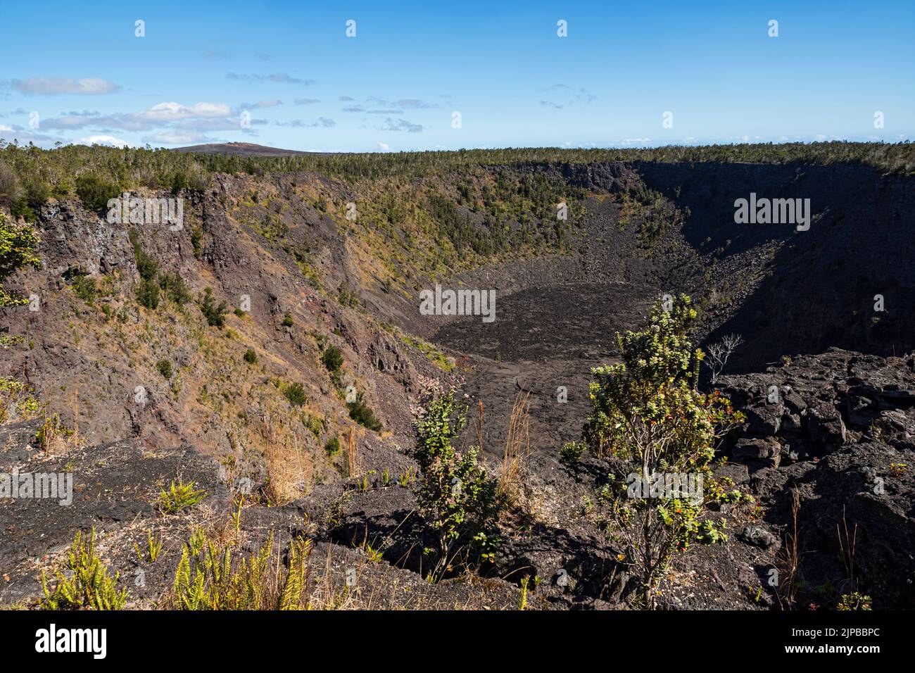 above puhimau crater along chain of craters road in hawaii volcanoes national park Stock Photo