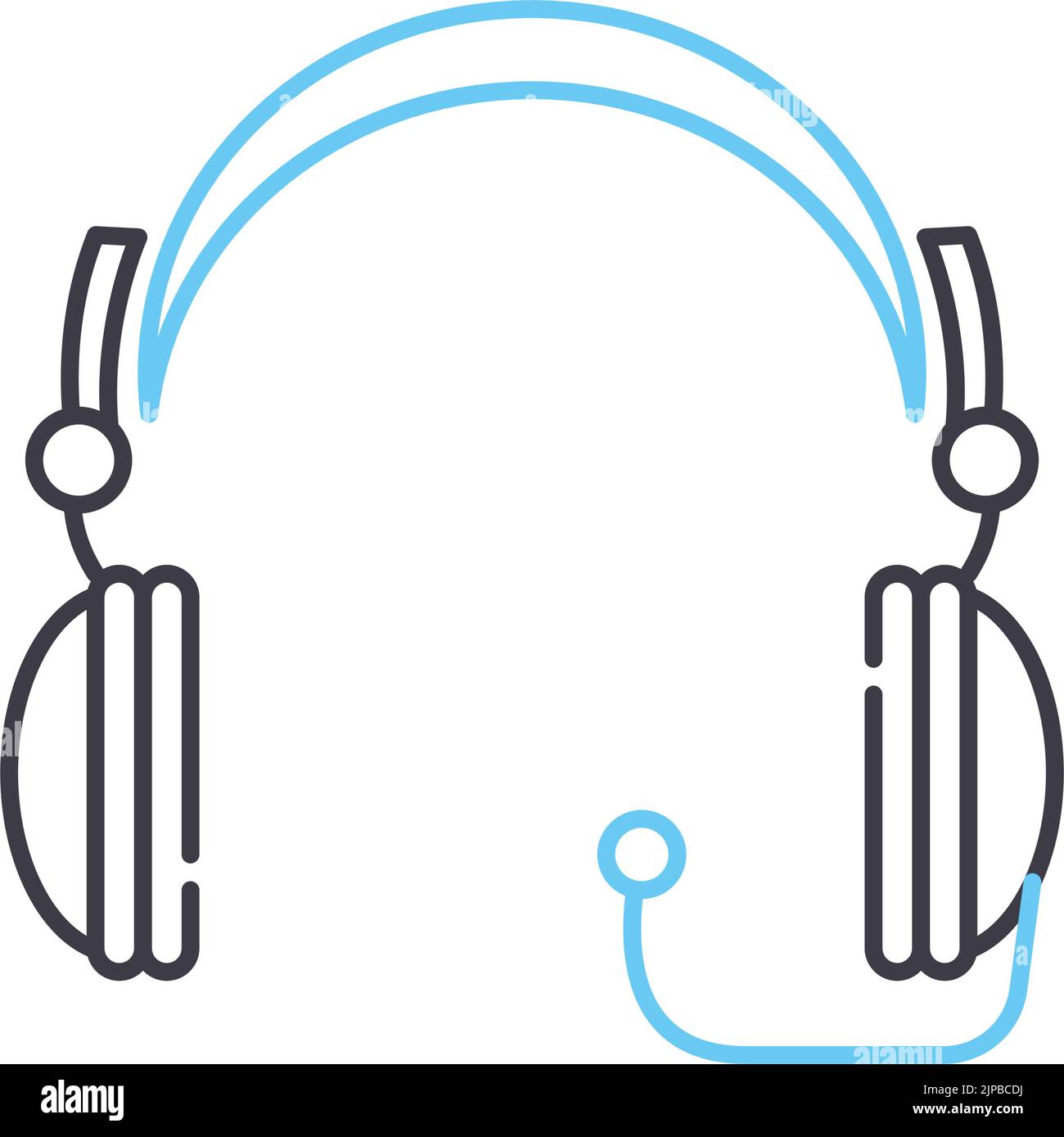 headset line icon, outline symbol, vector illustration, concept sign Stock Vector