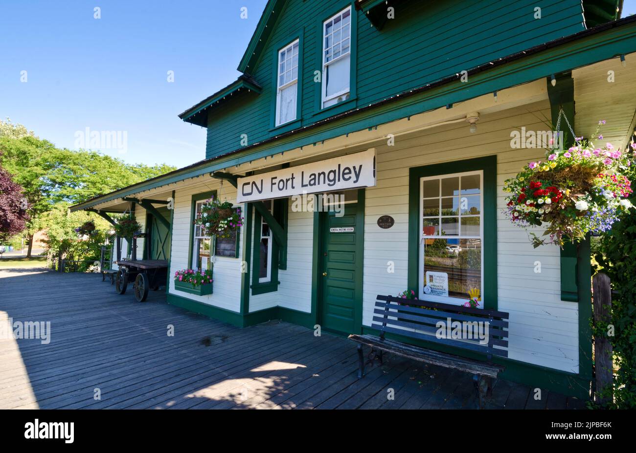Historic CN railway station in Fort Langley, British Columbia, Canada Stock Photo