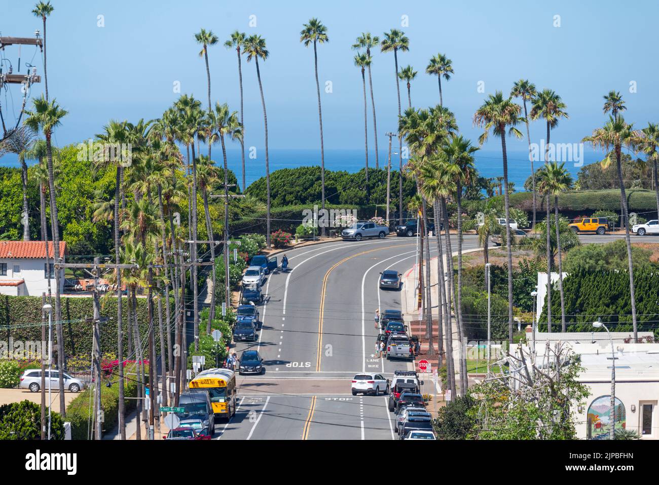 Looking down on the seaside town of Encinitas, California, USA. Stock Photo
