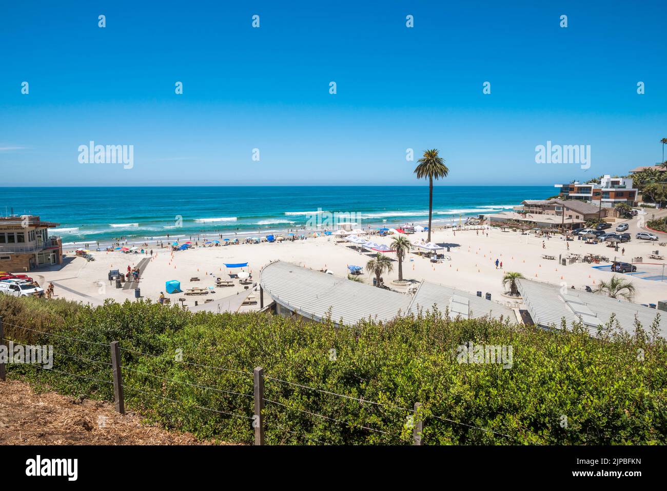 Looking down on Moonlight State Beach on a summer day. Encinitas, California, USA. Stock Photo