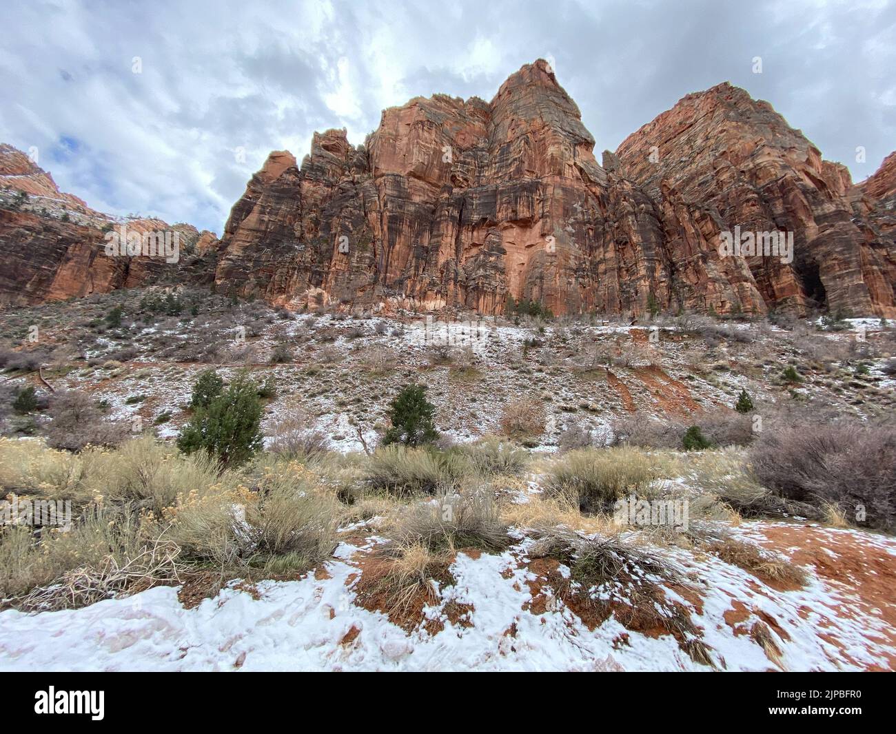 Photo of the Zion Canyon and Navajo sandstone mountains in Zion ...
