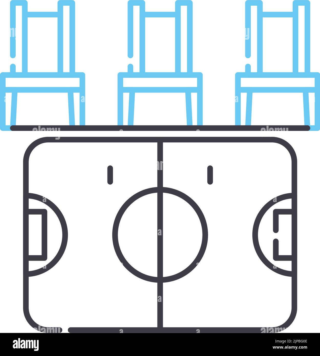 football field chair line icon, outline symbol, vector illustration