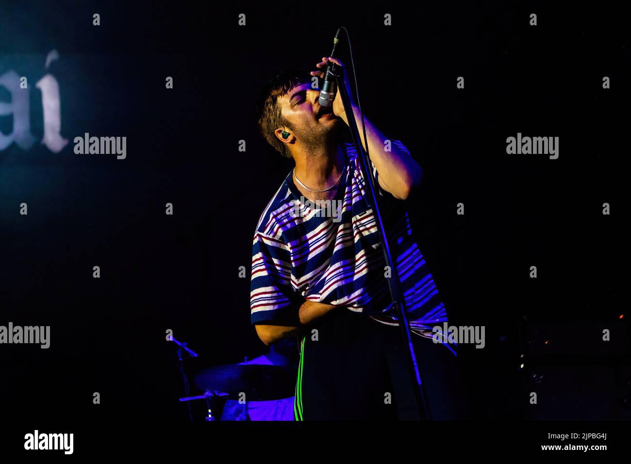 Padova, Italy. 16th Aug, 2022. Grian Chatten of Irish post-punk band Fontaines D.C. performs in a live concert at Parco Della Musica in Padova. (Photo by Mairo Cinquetti/SOPA Images/Sipa USA) Credit: Sipa USA/Alamy Live News Stock Photo