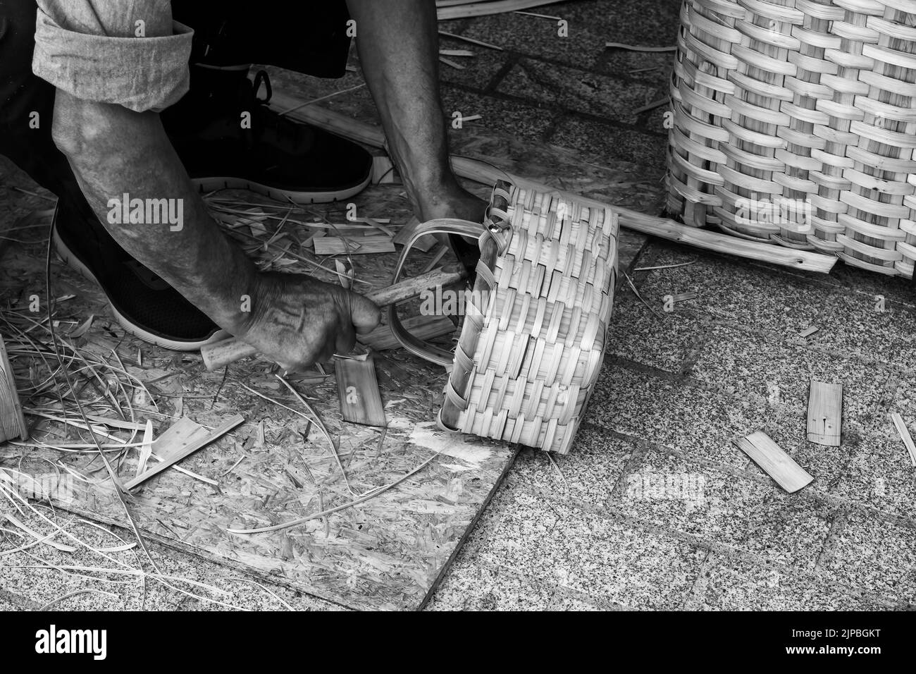 Detail of traditional crafts with wicker, an old trade Stock Photo Alamy