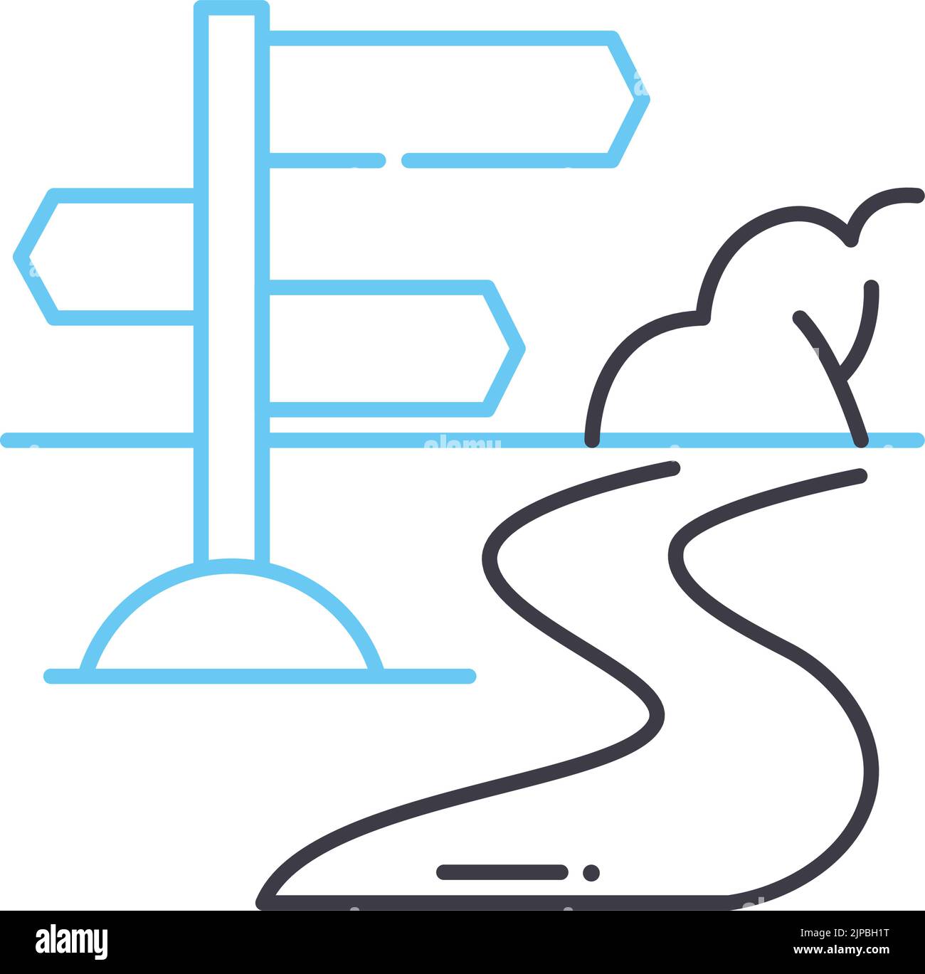 road signpost line icon, outline symbol, vector illustration, concept ...