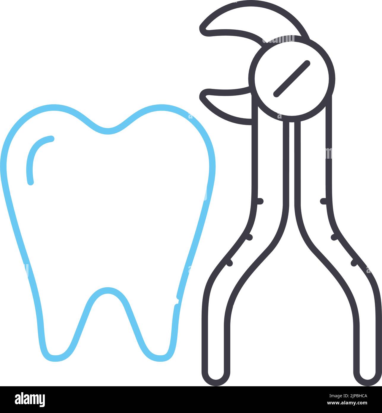 tooth extraction line icon, outline symbol, vector illustration ...