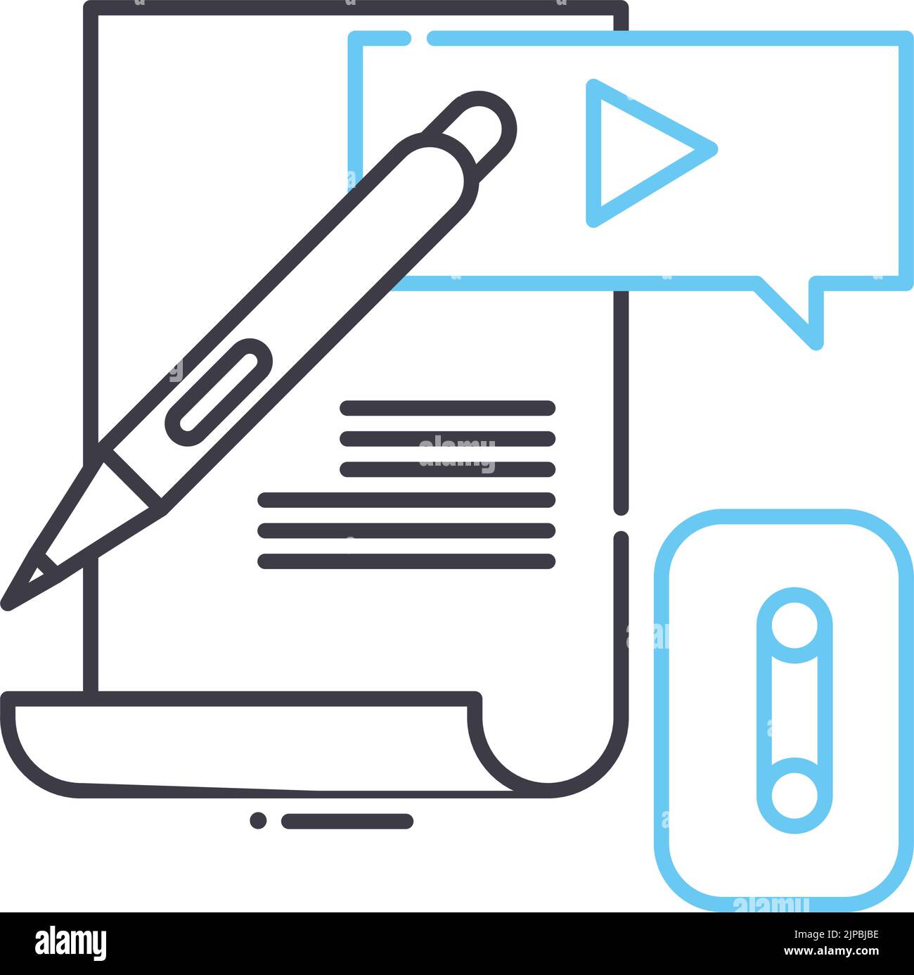 press kit line icon, outline symbol, vector illustration, concept sign ...